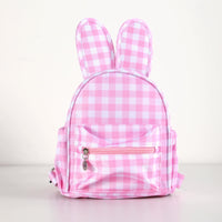 Thumbnail for Pink Kids Bunny Ear Gingham Backpack - Cute Mini Bag for Girls
