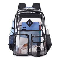Thumbnail for Black Clear Transparent Backpack - Stylish PVC School Bag with Multiple Pockets