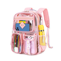 Thumbnail for Pink Clear Transparent Backpack - Stylish PVC School Bag with Multiple Pockets