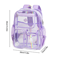 Thumbnail for Pink Clear Transparent Backpack - Stylish PVC School Bag with Multiple Pockets