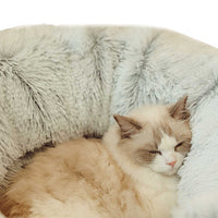 Thumbnail for Rainbow Luxury Plush Cat Bed with Hidden Tunnel - Soft Round Pet Bed for Cats and Small Dogs