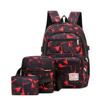Thumbnail for Red Stylish 3-Piece Backpack Set with Unique Geometric Design