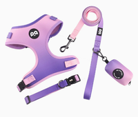 Thumbnail for XS Purple-pink Adjustable Soft Pet Harness with Leash & Poop Bag Dispenser