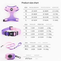 Thumbnail for XS Purple-pink Adjustable Soft Pet Harness with Leash & Poop Bag Dispenser