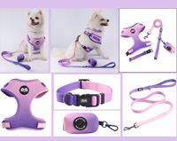 Thumbnail for XS Purple-pink Adjustable Soft Pet Harness with Leash & Poop Bag Dispenser