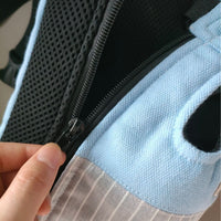 Thumbnail for Size L Blue-Gray Patchwork Pet Backpack Dog Carrier Cat Travel Bag - Breathable, Portable & Hands-Free Four-Leg Design