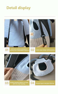 Thumbnail for Size L Blue-Gray Patchwork Pet Backpack Dog Carrier Cat Travel Bag - Breathable, Portable & Hands-Free Four-Leg Design