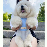 Thumbnail for Size L Blue-Gray Patchwork Pet Backpack Dog Carrier Cat Travel Bag - Breathable, Portable & Hands-Free Four-Leg Design