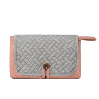 Thumbnail for Grey and Pink Patchwork Portable Baby Changing Mat – Waterproof, Foldable, Compact Diaper Pad for Travel & Everyday Use