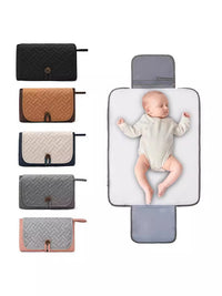 Thumbnail for Grey and Pink Patchwork Portable Baby Changing Mat – Waterproof, Foldable, Compact Diaper Pad for Travel & Everyday Use