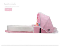 Thumbnail for Pink Portable Multi-Purpose Baby Bed and Diaper Backpack - Lightweight, Waterproof, Canvas + Polyester Material, Travel Essential for Moms(With mosquito net and small toys)
