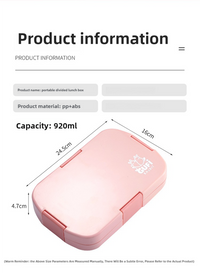 Thumbnail for Pink Kids' Lunch Box with Compartments - BPA-Free Microwave Safe Bento Box for School Meals