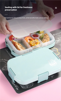 Thumbnail for Pink Kids' Lunch Box with Compartments - BPA-Free Microwave Safe Bento Box for School Meals