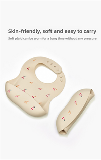 Thumbnail for Rocket Pattern Beige Soft and Safe Silicone Baby Feeding Set - Bib, Bowl, and Spoon Combo for Mess-Free Meals