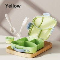 Thumbnail for Yellow And Green Kids Bento Box with Dividers, Microwave Safe, Leak-Proof Lunch Box with Fork & Spoon - Eco-Friendly PP Plastic, Colorful, Leakproof Food Storage