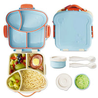 Thumbnail for Yellow And Green Kids Bento Box with Dividers, Microwave Safe, Leak-Proof Lunch Box with Fork & Spoon - Eco-Friendly PP Plastic, Colorful, Leakproof Food Storage