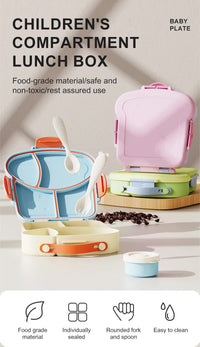 Thumbnail for Yellow And Green Kids Bento Box with Dividers, Microwave Safe, Leak-Proof Lunch Box with Fork & Spoon - Eco-Friendly PP Plastic, Colorful, Leakproof Food Storage