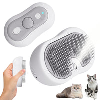 Thumbnail for 2 Pcs Grey and White 3-in-1 Pet Grooming Steam Brush – Silent, Heated Brush for Fur Removal and Odor Elimination