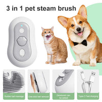 Thumbnail for 2 Pcs Yellow and White 3-in-1 Pet Grooming Steam Brush - Silent, Heated Brush for Fur Removal and Odor Elimination