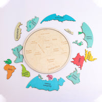 Thumbnail for Colorful Wooden World Map Puzzle – 7 Continents Educational Geography Toy for Kids