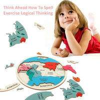 Thumbnail for Colorful Wooden World Map Puzzle – 7 Continents Educational Geography Toy for Kids