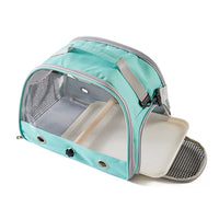 Thumbnail for Green Portable Clear View Bird Carrier Travel Cage with Perch & Tray - Breathable Pet Bag for Parrots, Cockatiels & Small Animals
