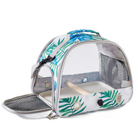 Thumbnail for Pet carrier with tropical leaf design on a white background