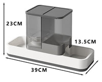 Thumbnail for Grey 2-in-1 Automatic Pet Water and Food Dispenser - Gravity Feeder for Cats and Dogs