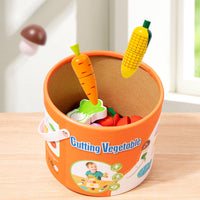 Thumbnail for Kids Wooden Vegetable Cutting Toy Set - 18x15cm, Includes Knife, Fish, Carrot, Tomato & More