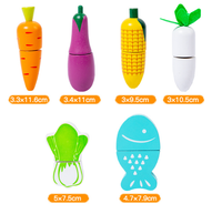 Thumbnail for Kids Wooden Vegetable Cutting Toy Set - 18x15cm, Includes Knife, Fish, Carrot, Tomato & More