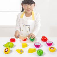 Thumbnail for Kids Wooden Fruit Cutting Toy Set - 8 Fruits, Knife, and Cutting Board, 18x15cm Storage Container
