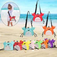 Thumbnail for 3 PCS Red Cute Crab Mesh Beach Bag for Kids - Shell Collecting Sand Toy Bag for Toddlers