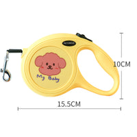 Thumbnail for Yellow Together 5m Cartoon Retractable Dog Leash for Golden Retriever & Poodle Puppies - Durable, Tangle-Free Pet Walking Essential