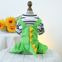 Thumbnail for M Little Green Dragon Bib Pants Cute Four-Legged Dog Clothes - Spring/Summer Pet Outfit, Soft & Breathable