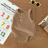 Thumbnail for 70cm Khaki Sleeveless Bubble Cotton Baby Romper - Soft Newborn Onesie for Boys and Girls, 0-2 Years