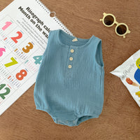 Thumbnail for 80cm Blue Sleeveless Bubble Cotton Baby Romper - Soft Newborn Onesie for Boys and Girls, 0-2 Years