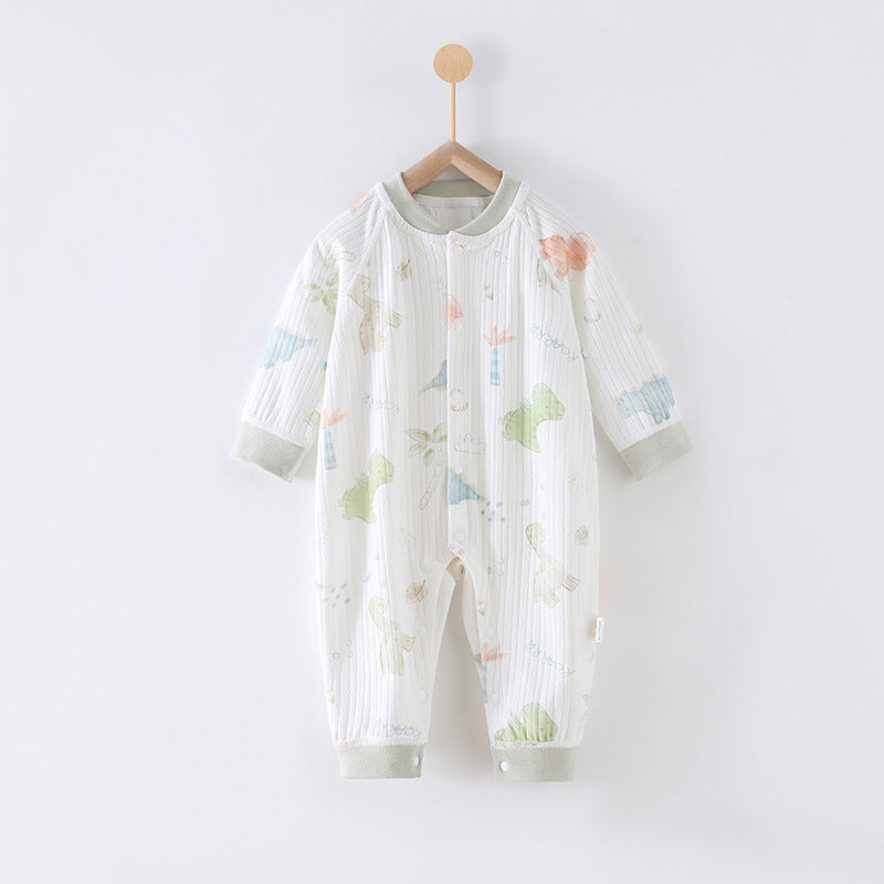 59 Size Dinosaur Land Class A Pure Cotton Long-Sleeve Baby Onesie - Cozy Newborn Bodysuit for Fall and Winter