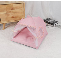 Thumbnail for Pink Floral Portable Folding Pet Tent - Summer Cat & Dog Shelter with Mesh Window, Lightweight and Breathable, Ideal for Travel & Home Use 50x50x45CM