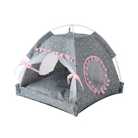 Thumbnail for Gray floral Portable Folding Pet Tent - Summer Cat & Dog Shelter with Mesh Window, Lightweight and Breathable, Ideal for Travel & Home Use 50x50x45CM