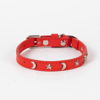 Thumbnail for 3 pcs Red Stylish PU Leather Pet Collar - Anti-Loss, Puppy Bell, Star & Moon Design Width 1.2cm Total Length 35cm