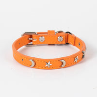 Thumbnail for 3 pcs Orange Stylish PU Leather Pet Collar - Anti-Loss, Puppy Bell, Star & Moon Design Width 1.2cm Total Length 35cm