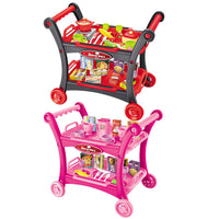 Thumbnail for Pink Children's Pretend Play Kitchen Cart Set with Toys - Roleplay Cooking Set with Accessories - Educational Toy for Kids