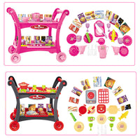 Thumbnail for Red Children's Pretend Play Kitchen Cart Set with Toys - Roleplay Cooking Set with Accessories - Educational Toy for Kids