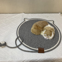 Thumbnail for 3 Pcs Grey Durable Cat Scratching Mat with Attached Toy Ball - Washable and Multi-Functional, Ideal for Cats' Scratching and Sleeping - 50cm Diameter