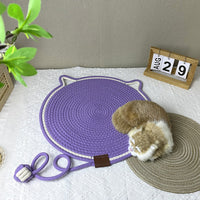 Thumbnail for 3 Pcs Grey Durable Cat Scratching Mat with Attached Toy Ball - Washable and Multi-Functional, Ideal for Cats' Scratching and Sleeping - 50cm Diameter