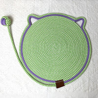 Thumbnail for 3 Pcs Green Durable Cat Scratching Mat with Attached Toy Ball - Washable and Multi-Functional, Ideal for Cats' Scratching and Sleeping - 50cm Diameter