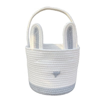 Thumbnail for Grey And White Stitching Charming Easter Egg Tote Basket - Cute Rabbit-Themed Handwoven Cotton Rope Candy Holder
