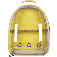 Thumbnail for Yellow Stylish Transparent PVC Pet Carrier Backpack - Large Capacity, Multi-Use for Birds & Cats(Including Wooden Stick)