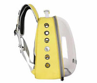 Thumbnail for Yellow Stylish Transparent PVC Pet Carrier Backpack - Large Capacity, Multi-Use for Birds & Cats(Including Wooden Stick)
