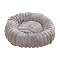 Thumbnail for Grey Plush Pet Bed - 40cm Round Dog & Cat Mat, Cozy PP Cotton Filled, Comfortable Pet Supplies